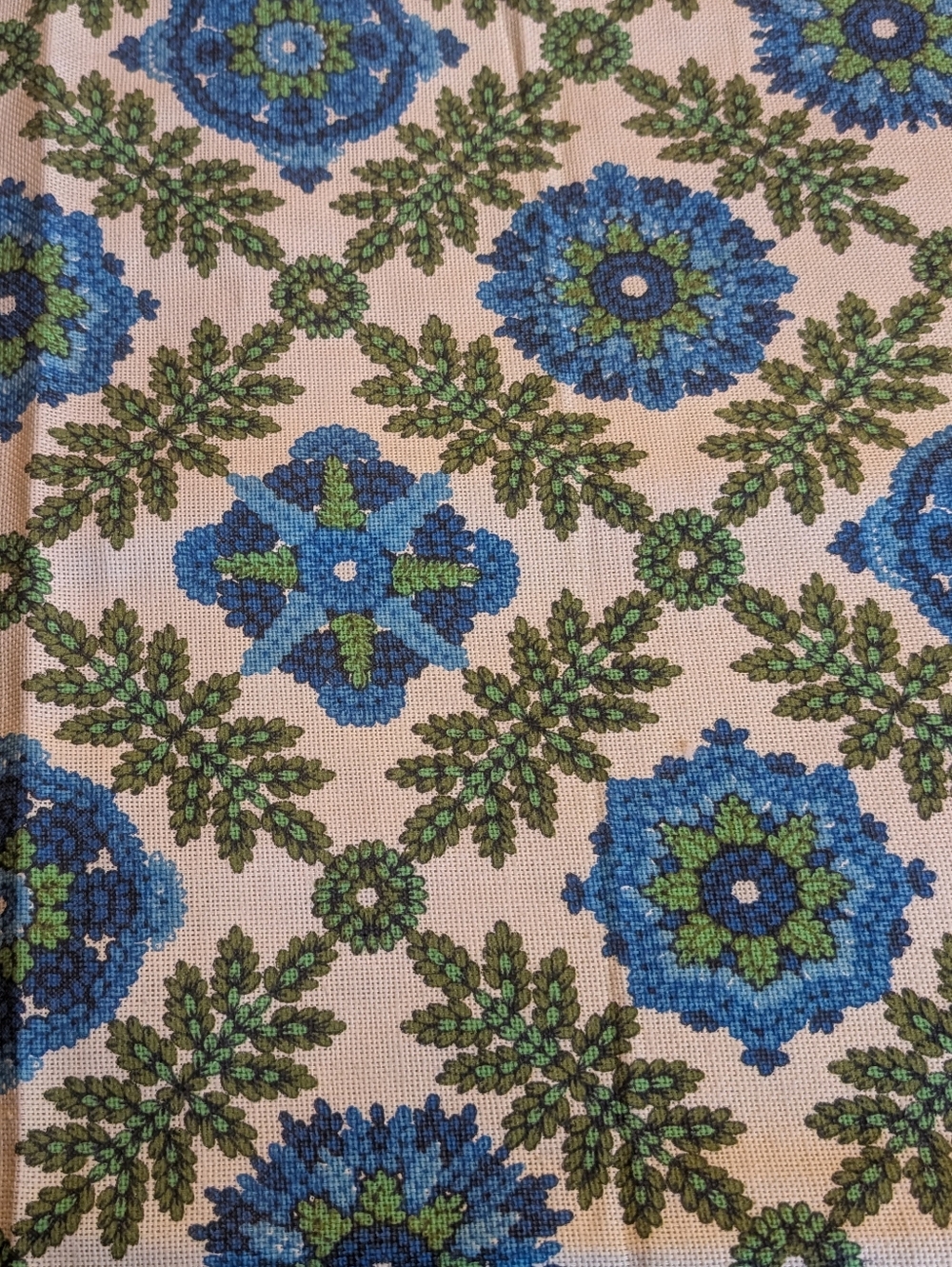 Vintage Blue and Green Floral Fabric